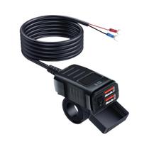 Carregador Rápido Para Motocicleta 60W Dual USB PD+QC3.0 À Prova d'Água Com Soquete Para Guidão E