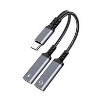 Carregador Rápido PD De 60W 2 Em 1 Adaptador USB C Divisor De Áudio Para Samsung Xiaomi Huawei