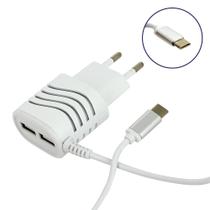 Carregador Rápido Smart 3.1A Tipo C Com 2 Saídas USB Branco CAR-2084D - Inova