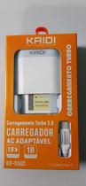 Carregador Rápido Turbo Kaidi KD550C QC 3.0 com cabo TipoC