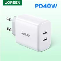 Carregador rápido UGREEN PD 40W Dual USB-C 20W suporta Power Delivery 3.0 - Quick Charge 4.0+