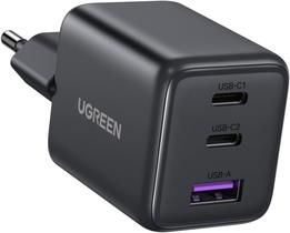 Carregador rápido UGREEN USB C + USB 30W PD GaN - 3 portas (2C+1A) suporta 25W 20W