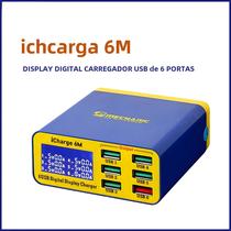 Carregador Rápido USB Mechanic ICharge - 6 Portas, Display Digital Inteligente