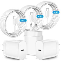 Carregador Samsung Super Fast USB C de 25 W com 3 cabos de 10 pés Galaxy