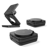 Carregador Sem Fio 3 em 1 com Carga Rápida e Design Dobrável 15W Para Celulares Fones e Smartwatches Carregador Sem Fio 3 em 1 com Carga Rápida e Design Dobrável 15W Para Celulares Fones e Smartwatches