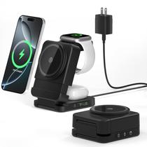Carregador sem fio 3 em 1 Freefish dobrável magnético de 15 W