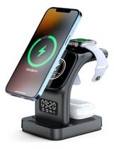 Carregador Sem Fio Indução Celular Fone de Ouvido Relógio Smart Estação 5 Em 1 - PRETO