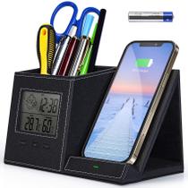 Carregador sem fio Pen Holder com termômetro e medidor de umidade Carregador sem fio Pen Holder com termômetro e medidor de umidade