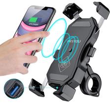 Carregador sem fio Suporte de telefone iEstou Motorcycle 15W Qi/USB