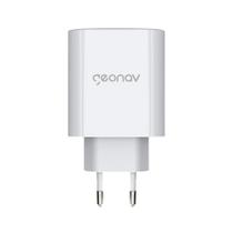 Carregador Super Power Gan Duo USB-C 65W Branco Geonav - CH65PDQC