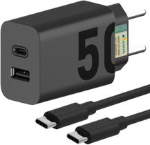 Carregador Super Turbo 50W Ultra Rápido Tipo C Com Carregamento Rápido Power Delivery + Cabo Tipo C Compatível Com Todos