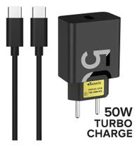 Carregador Super Turbo 50W Ultra Rápido Tipo C e USB + Cabo Tipo C Todos Dispositivos