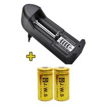Carregador TG088 Unitario + Duas Bateria Pilha 16340 Cr123a