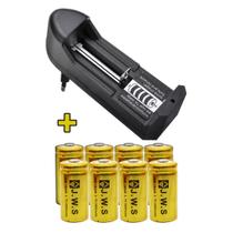 Carregador TG088 Unitario + Oito Bateria Pilha 16340 Cr123a