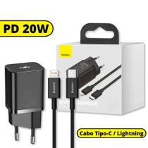 Carregador Tipo C Quick Charger 20w Com Cabo Usb-c P/ Lightning Preto