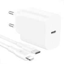 Carregador Tipo C Turbo + Cabo Lightning 1m Branco Celular - 1HORA