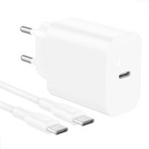 Carregador Tipo C Turbo + Cabo Usb C 1 Metro Branco Celular - 1HORA