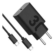 Carregador Tipo C Turbo Compativel Xiaomi Samsung S21 S22 A14 S23 S24 Cor Preto