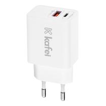 Carregador tomada 20w 1 usb-c 1 usb-a branco kafei - kibwcp001