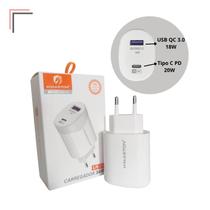 Carregador Tomada 38w Plug Adaptador Fonte Turbo Usb Tipo C Carregador Tomada 38w Plug Adaptador Fonte Turbo Usb Tipo C