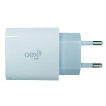 Carregador tomada bivolt universal usb tipo c turbo 36w super volt branco cg210 oex