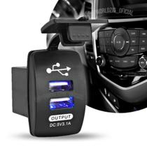 Carregador Tomada de Embutir Painel Veicular Automotivo Dual USB 3.1A