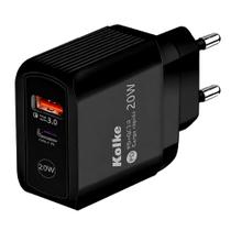 Carregador Tomada Kolke KCR-2749 USB 3.0 20W USB-C Preto Cabo USB-C 1M Rápido Compacto Portátil Carregador Tomada Kolke KCR-2749 USB 3.0 20W USB-C Preto Cabo USB-C 1M Rápido Compacto Portátil