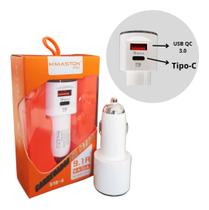 Carregador Tomada Veicular Carro Viagem Usb Tipo C Turbo Carregador Tomada Veicular Carro Viagem Usb Tipo C Turbo