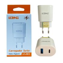 Carregador turbo 2 portas 1 usb + 1 type-c inteligente ultra rapido 20w - LELONG