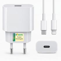 Carregador Turbo 20W + Cabo Lightning para USB-C Compatível Iphone 11 12 13 14 Pro Max X XR XS
