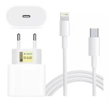 Carregador Turbo 20W + Cabo Lightning para USB-C Compatível Iphone 11 12 13 14 Pro Max X XR XS