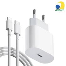 Carregador Turbo 20W + Cabo para USB-C Compatível com Iphone 11 12 13 14 Max X XR XS
