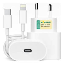 Carregador Turbo 20w Compatível iPhone Usb-c Com Cabo 1m Bivolt Carregamento Turbo