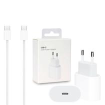 Carregador Turbo 20w Completo USB-C Compatível com iPhone 15 15 Pro 15 Pro Max Bivolt Cabo + Fonte