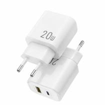 Carregador Turbo 20W Dual USB + USB-C Fonte Carga Rápida