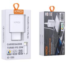 Carregador Turbo 20W IP PD Tipo C / Lightning Rápido Original KAIDI