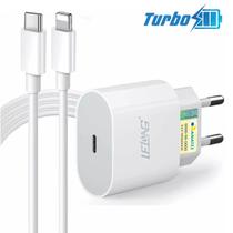 Carregador Turbo 20W Tipo-C + Cabo Lightning Compatível com Iphone Ipad Ipod Airpods