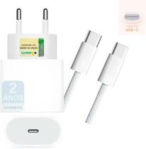 Carregador Turbo 25 W Fonte Entrada Tipo C e Cabo USB C para USB C Fast Charge 1M Compativel com Android e Novo Iphone 15 Carregamento Ultra Rápido