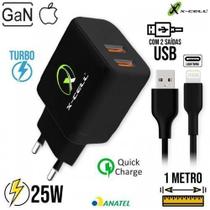 Carregador Turbo 25W Com Duas Saídas Usb E Cabo Lightning