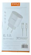 Carregador Turbo 30W 6.1A Tipo C para Lightning Carga Rápida Gold PRO CA31-2 Carregador Turbo 30W 6.1A Tipo C para Lightning Carga Rápida Gold PRO CA31-2