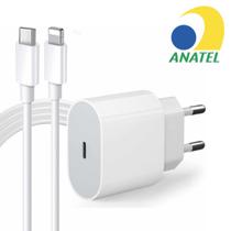 Carregador Turbo 30w Compatível com iPhone 11 12 13 14 Pro e Pro Max Cabo UsbC Lightning Bivolt Completo Fonte e Cabo