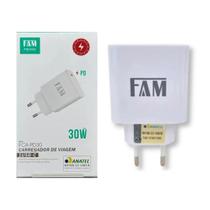 Carregador Turbo 30w Fonte Tipo C Compatível iPhone Android e FAM