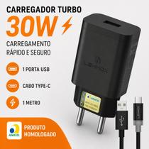 Carregador Turbo 30W Lehmox LE-90 Com Cabo USB para Type-C 1 Metro