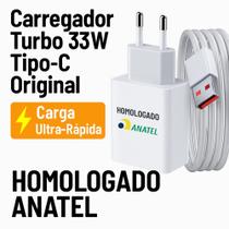 Carregador Turbo 33W Tipo-C Original com Cabo 1m QC 4.0 Rápido Celular Xiaomi Samsung Tribo Anatel