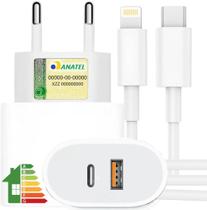 Carregador Turbo 40W Compatível iPhone X Xr 8 11 12 13 14 Plus Pro Max iPad Duas Entradas