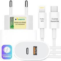 Carregador Turbo 40W Compatível iPhone X Xr 8 11 12 13 14 Plus Pro Max iPad Duas Entradas