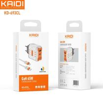 Carregador Turbo 65W Kaidi USBC Inteligente Compatível com Todos Dispositivos USBC