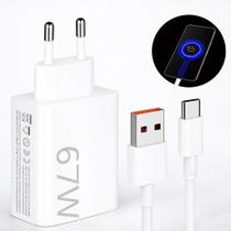 Carregador Turbo 67W USB-A Com Cabo Tipo C Rápido Charger Compatível C/ Xiaomi Samsung Galaxy Realme