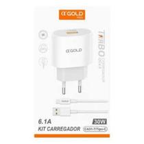 Carregador Turbo AGold CA317 USBC 30W com Cabo TipoC 6.1A Branco Carregador Turbo AGold CA317 USBC 30W com Cabo TipoC 6.1A Branco