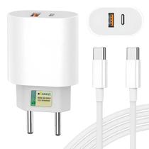 Carregador Turbo C/ Fonte 40w Cabo Tipo-c P/ Smartphone Celular Notebook Laptop Usb 2 Entradas Carga Rápida